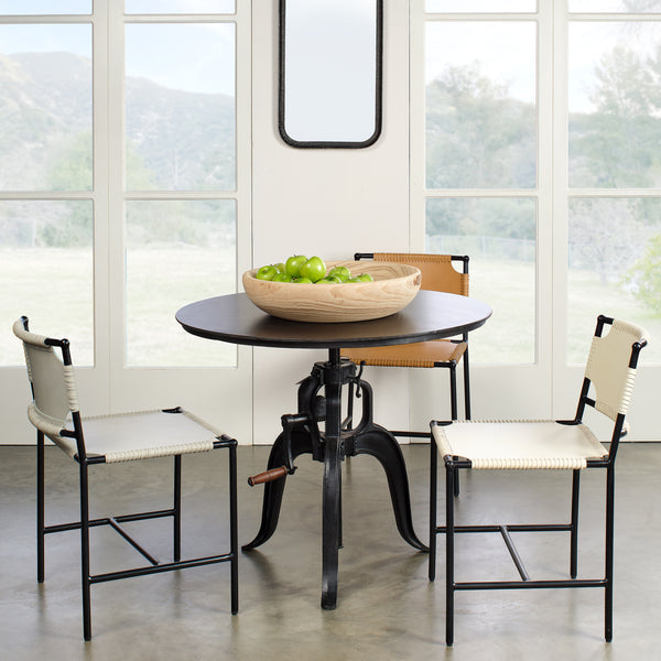 Asher Leather Dining Chair, White