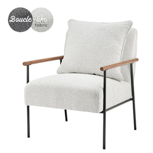 Quinton Fabric Accent Arm Chair In Boucle Beige