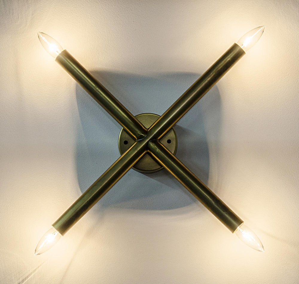 Cross Sconce, Metal with Brass Finish