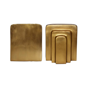 TRIPLE LAYER RECTANGLE BOOKENDS IN SHINY BRASS