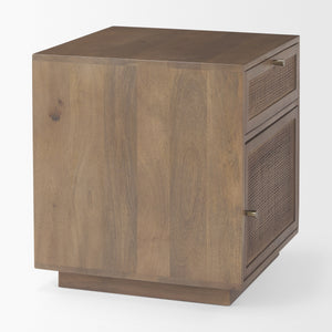 Grier Medium Brown Wood w/ Cane Accent Table