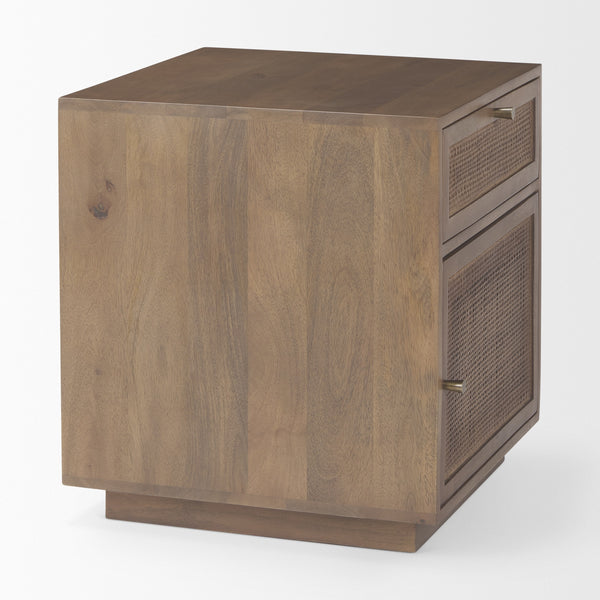 Grier Medium Brown Wood w/ Cane Accent Table