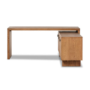 Posada L In Shaped Desk In Amber Oak Veneer