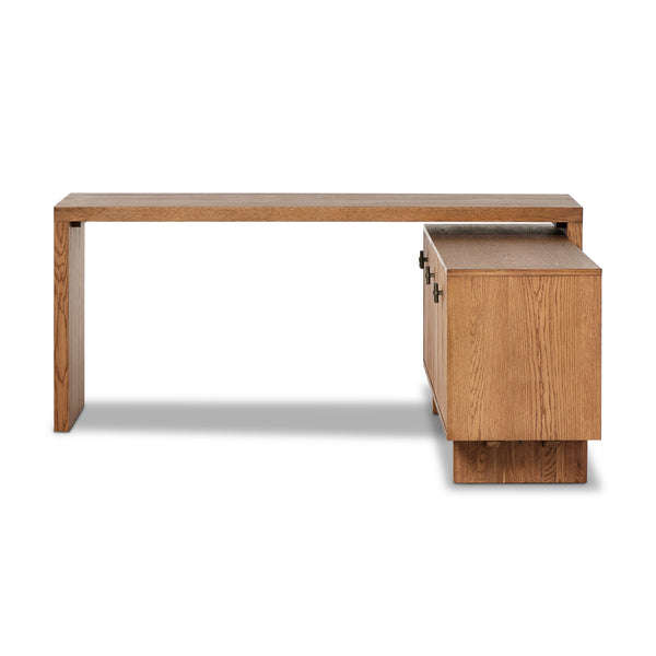 Posada L In Shaped Desk In Amber Oak Veneer