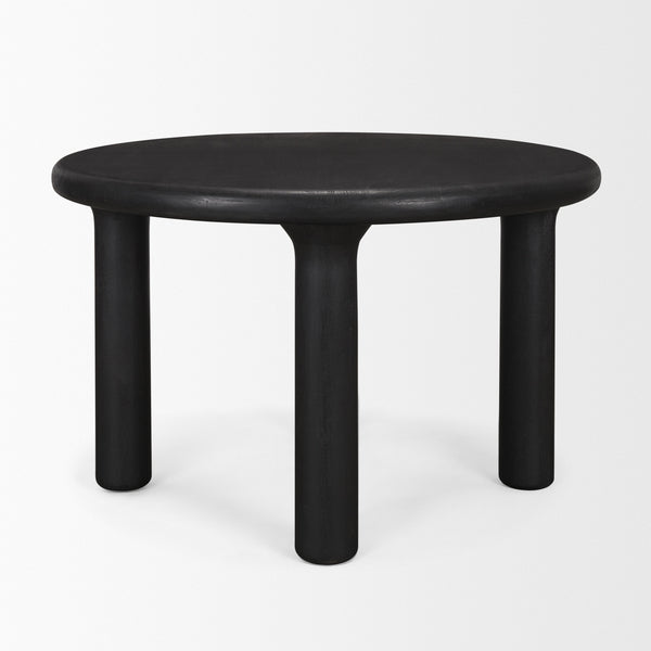 Soma Textured Black Acacia Wood Round Dining Table