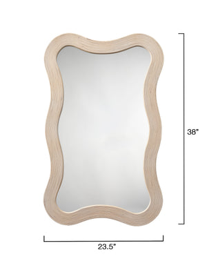 Deli Wavy Bamboo Wall Mirror, Cream