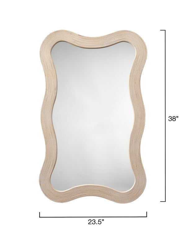 Deli Wavy Bamboo Wall Mirror, Cream