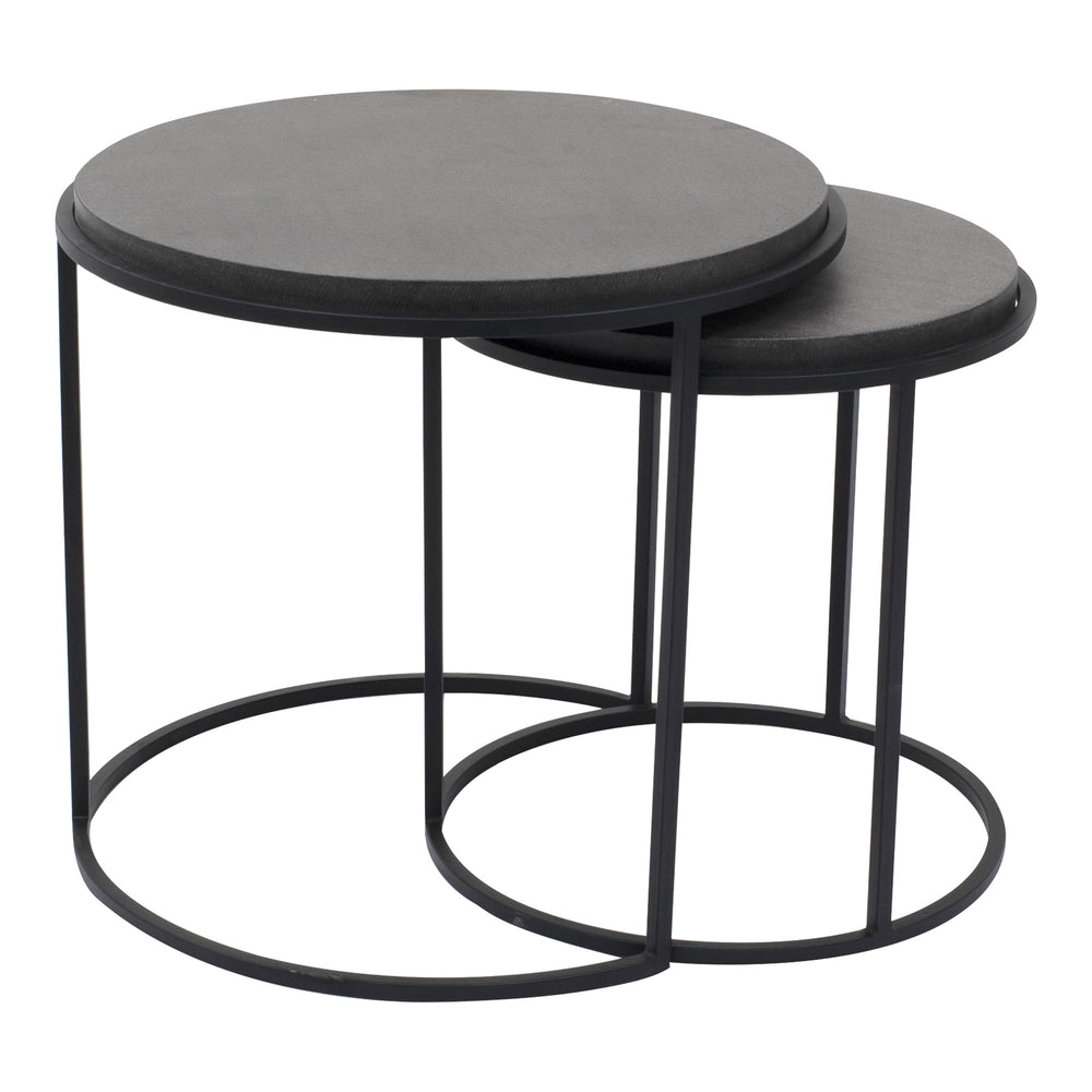Roost Nesting Tables Black Lava Stone and Iron