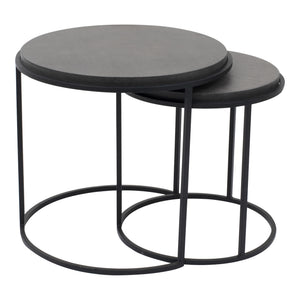 Roost Nesting Tables Black Lava Stone and Iron