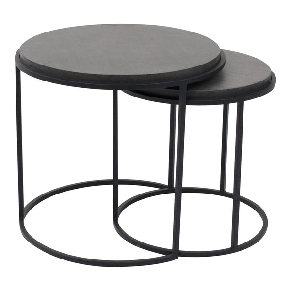 Roost Nesting Tables Black Lava Stone and Iron