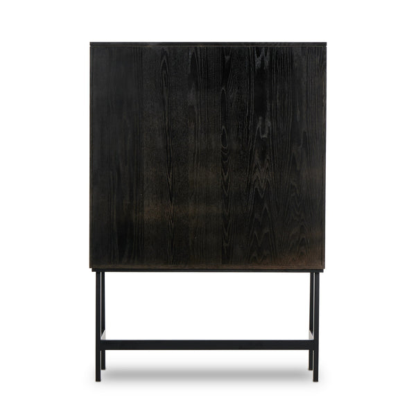 Hayward Cabinet In Black Oak-Black Aluminum-Black Iron