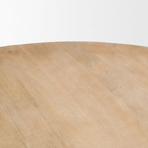 Terra 60L x 60W x 30H Light Brown Wood Round Fluted Dining Table