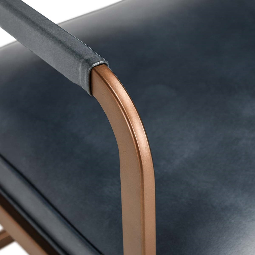 Fonda Leather Dining Chair in Ocean Blue