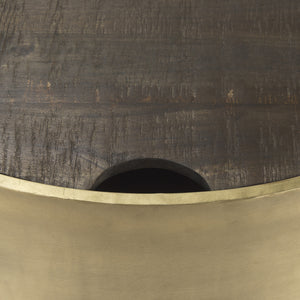 Eclipse Gold Metal Drum Base w/ Dark Brown Wood Top Nested Coffee Table