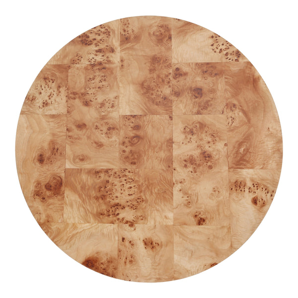 Arsenio Burl Wood Round Coffee Table, Natural Burl
