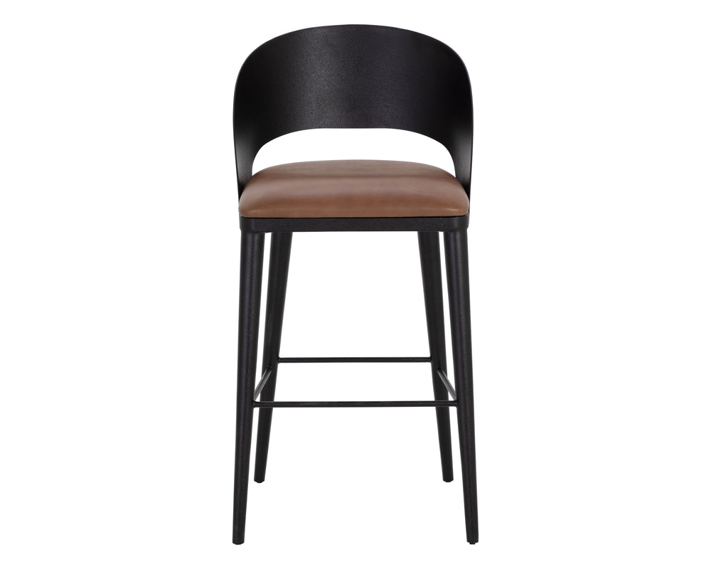 DEZIRAE BARSTOOL - BLACK - COGNAC LEATHER