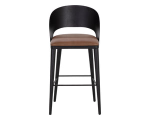 DEZIRAE BARSTOOL - BLACK - COGNAC LEATHER