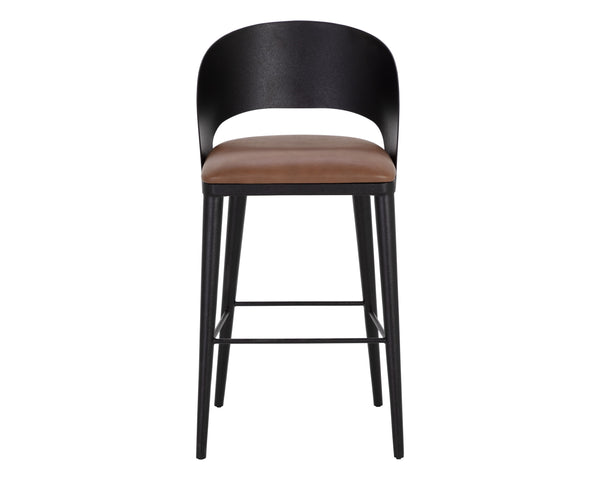 DEZIRAE BARSTOOL - BLACK - COGNAC LEATHER