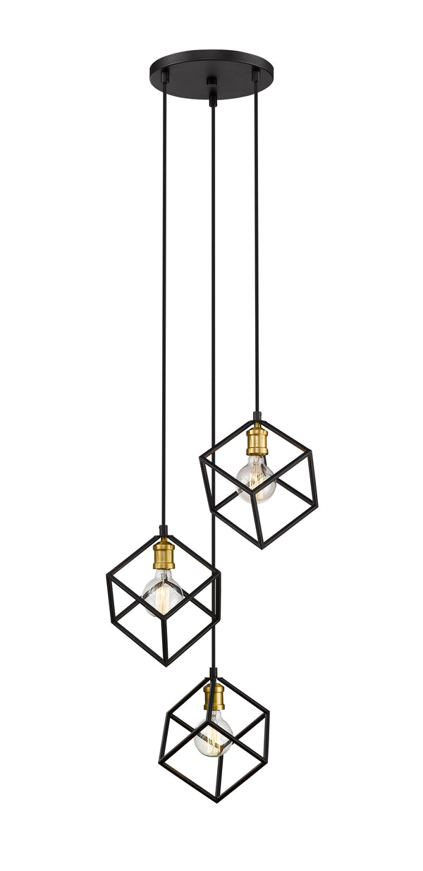 Vertical 3 Light Pendant in Bronze + Olde Brass Finish