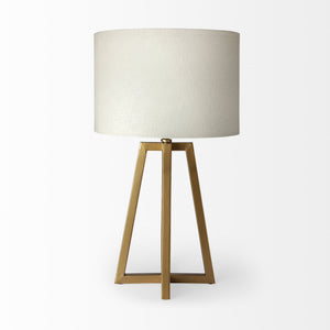 Raelynn (29"H) White-Linen Drum Shade w/ Gold Metal Frame Table Lamp