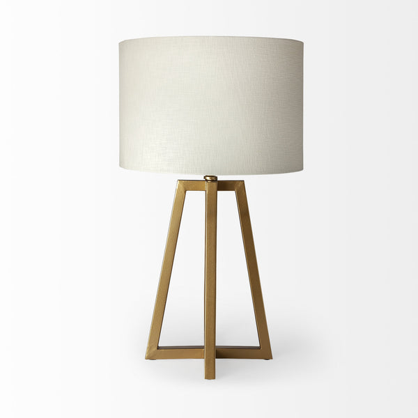 Raelynn (29"H) White-Linen Drum Shade w/ Gold Metal Frame Table Lamp