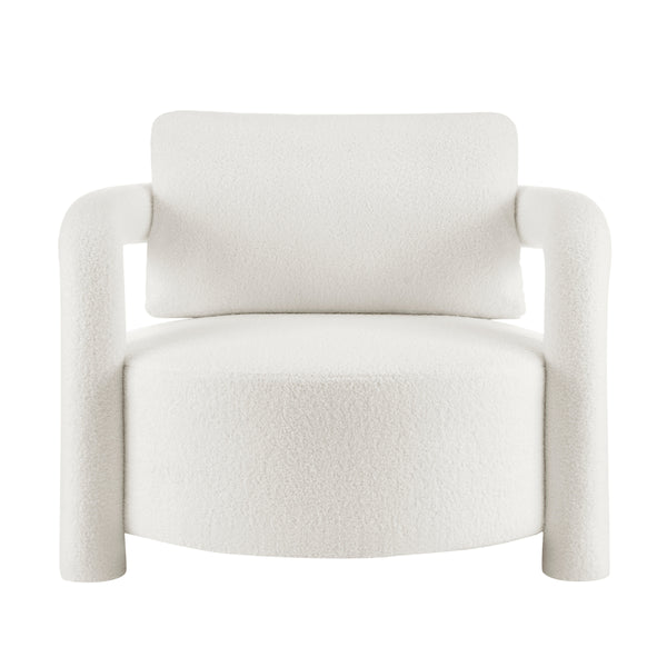 Maisie Faux Shearling Accent Arm Chair, Wilmont White