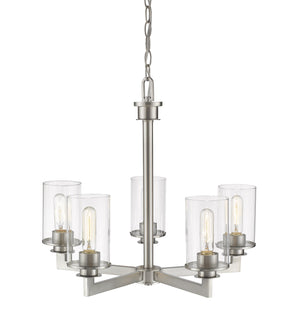 Savannah 5 Light Chandelier in Brushed Nickel Finish