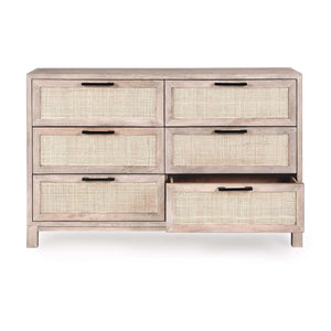 Jensen Solid Wood Dresser in Meadow Taupe with Cane Detailing