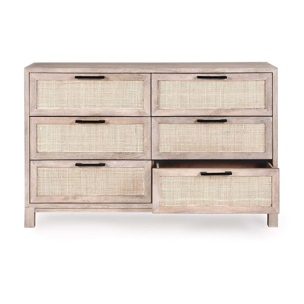 Jensen Solid Wood Dresser in Meadow Taupe with Cane Detailing