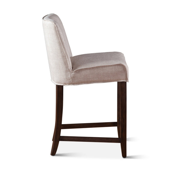Buddy 20" Off-White Linen Counter Chair, Dark Legs