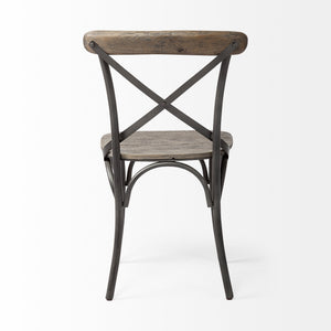Etienne I Brown Solid Wood Seat Grey Iron Frame Dining Chair