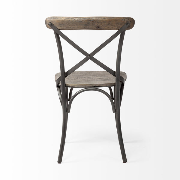 Etienne I Brown Solid Wood Seat Grey Iron Frame Dining Chair