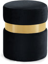 Reginald Ottoman/Stool In Black Velvet and Gold