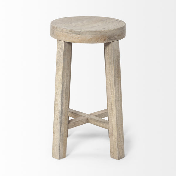 Brahma 26" Total Height White Washed Wood Stool