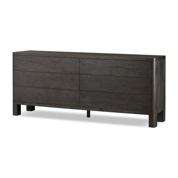 Noeline 6 Drawer Dresser In Smoked Black Oak Veneer