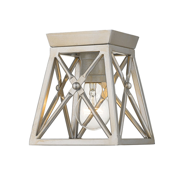 Trestle 1 Light Flush Mount in Antique Silver Finish