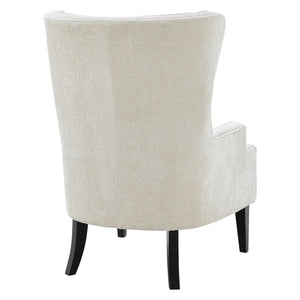 Clementine Fabric Wing Accent Arm Chair In Opus Cream