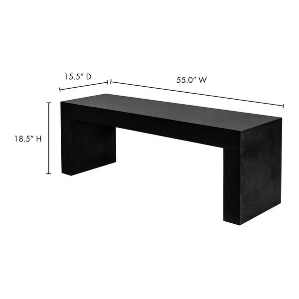 Moe's Lazarus Outdoor Bench Black Concrete
