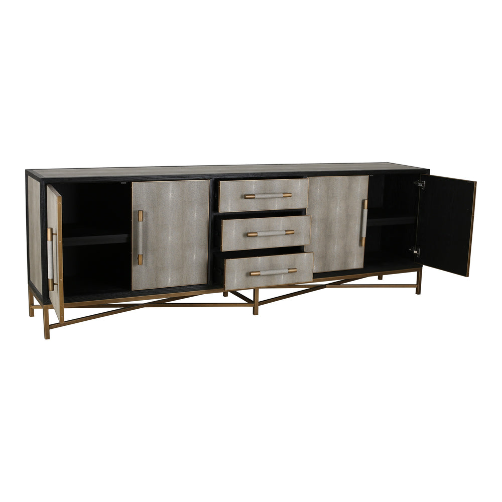 Moe's Mako Large Sideboard in Grey Oak with Gold Accents