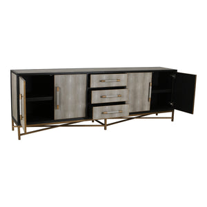 Moe's Mako Large Sideboard in Grey Oak with Gold Accents
