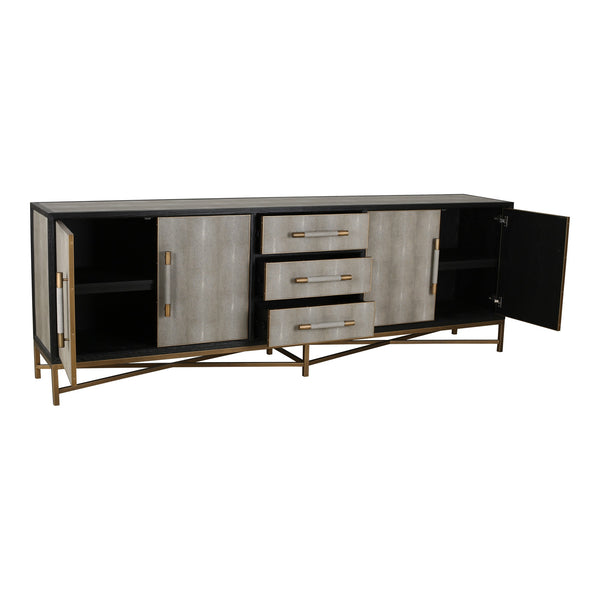 Moe's Mako Large Sideboard in Grey Oak with Gold Accents