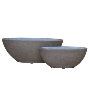 Set Of 2 Brown Creastone Ship Pot