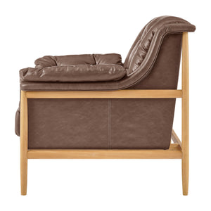 Larry Faux Leather Tufted Accent Arm Chair, Casa Brown
