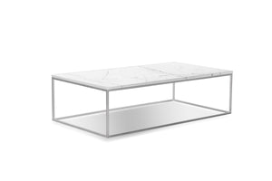 ONIX Coffee Table in semi-honed White marble/Br. St. Base