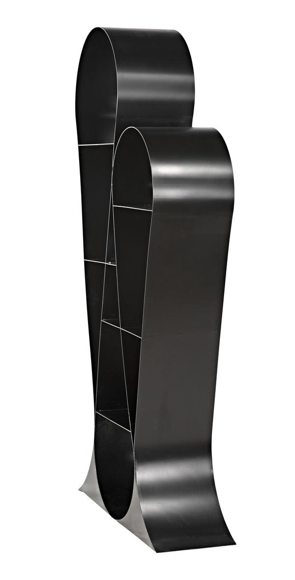 Zaha Industrial Steel Bookcase in Matte Black
