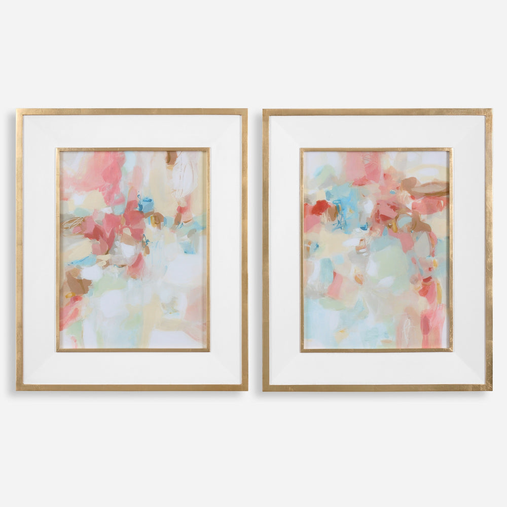A Touch Of Blush And Rosewood Fences Art, S/2