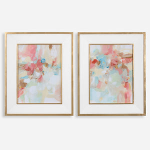 A Touch Of Blush And Rosewood Fences Art, S/2