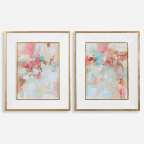 A Touch Of Blush And Rosewood Fences Art, S/2