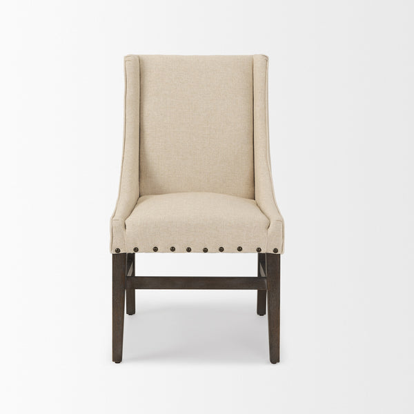 Kensington I  Cream Fabric and Solid Wood Dining Chair