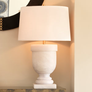 Carnegie Resin Table Lamp with Linen Shade